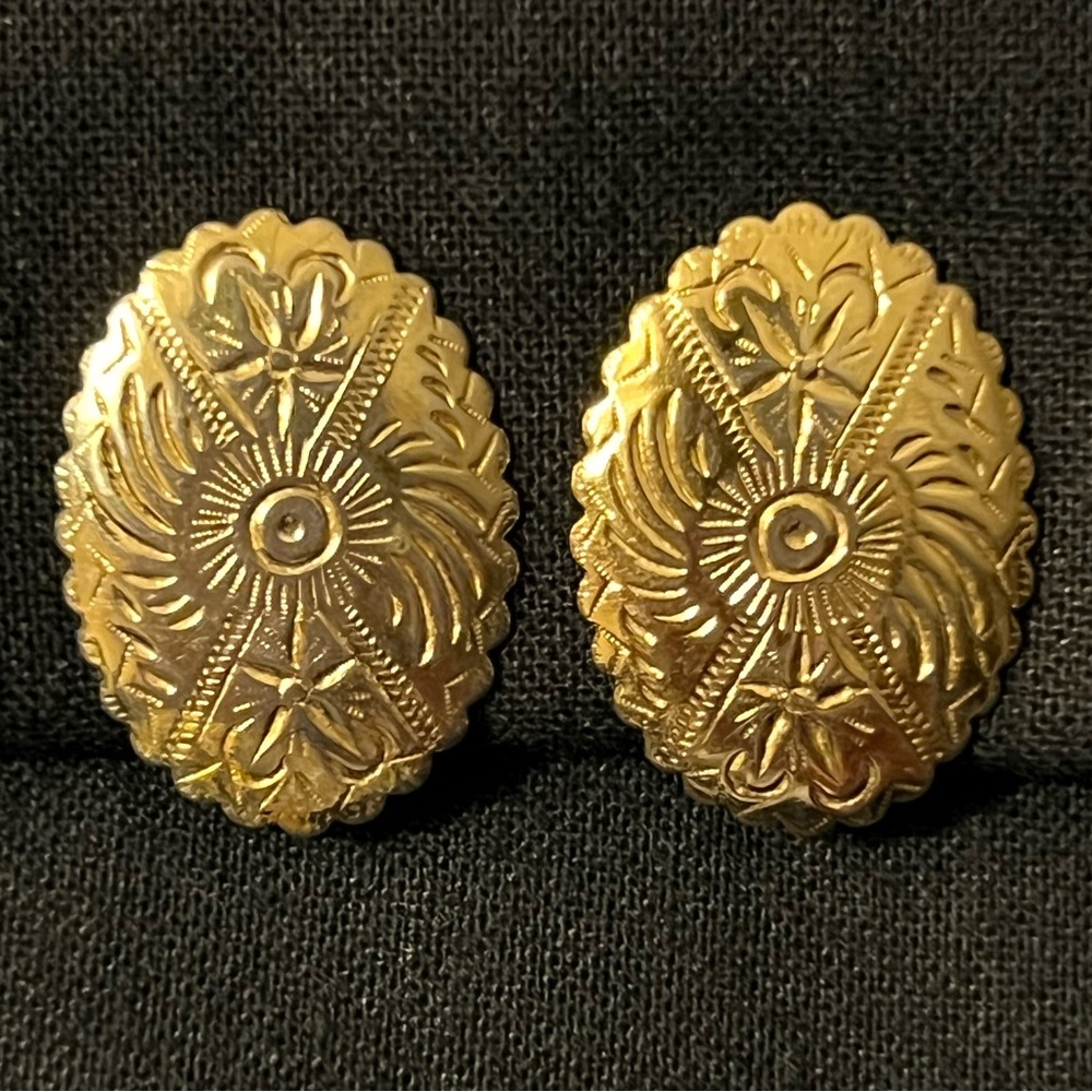 Embossed Gold Tone Earrings
